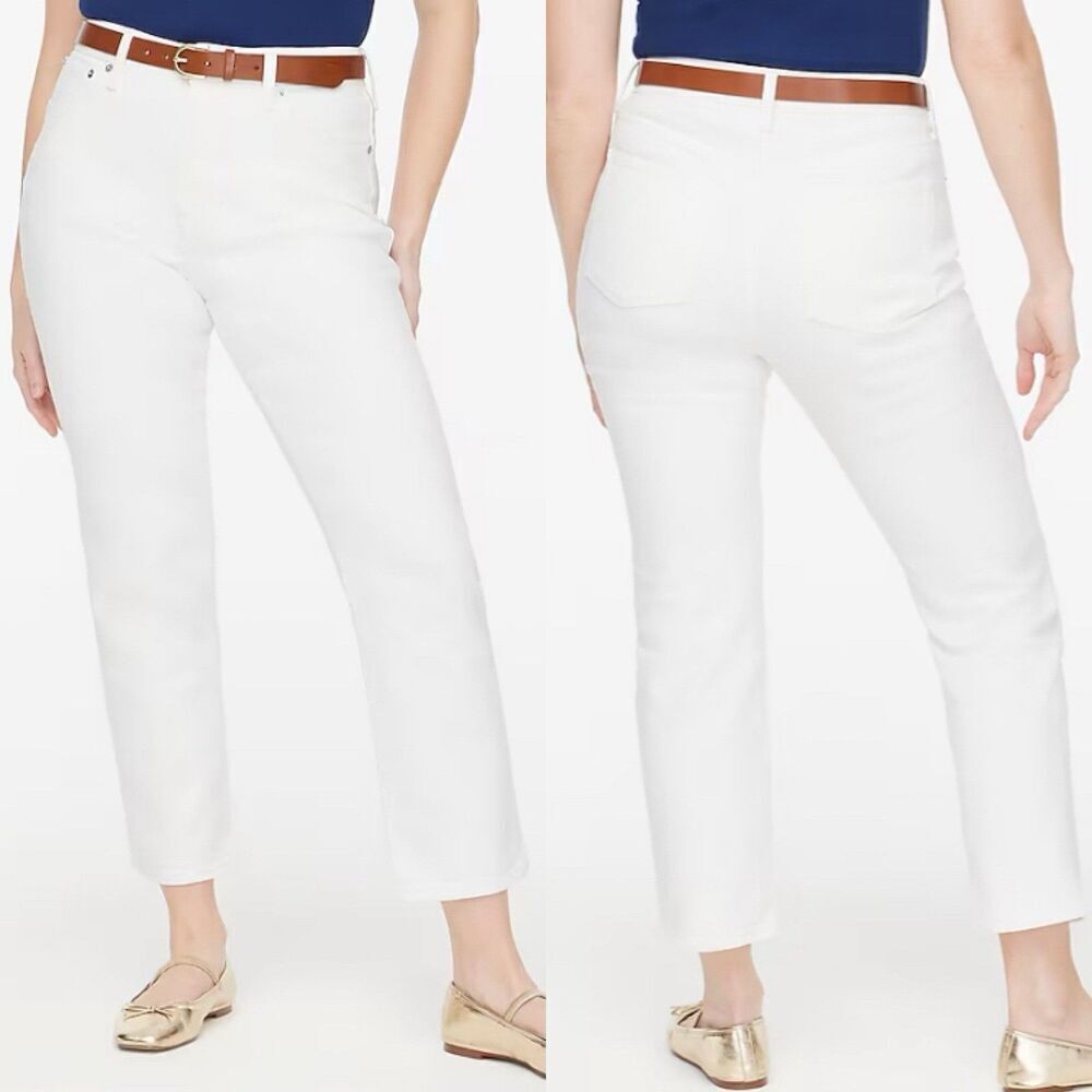 J.CREW Curvy Jeans Women 32 Essential Straight White All Day Stretch BX450